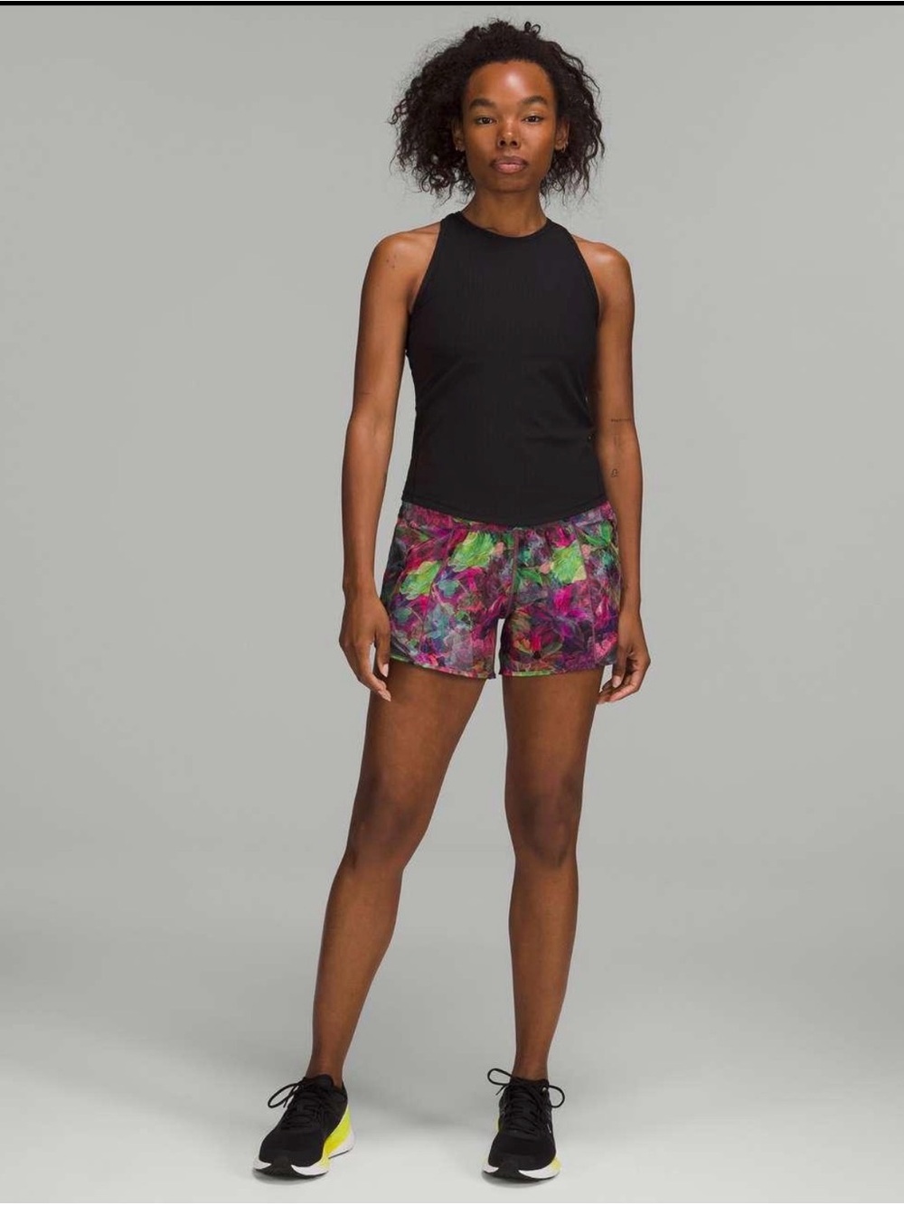 lululemon athletica Multicolor Floral Print Athletic Shorts with Black Waistband